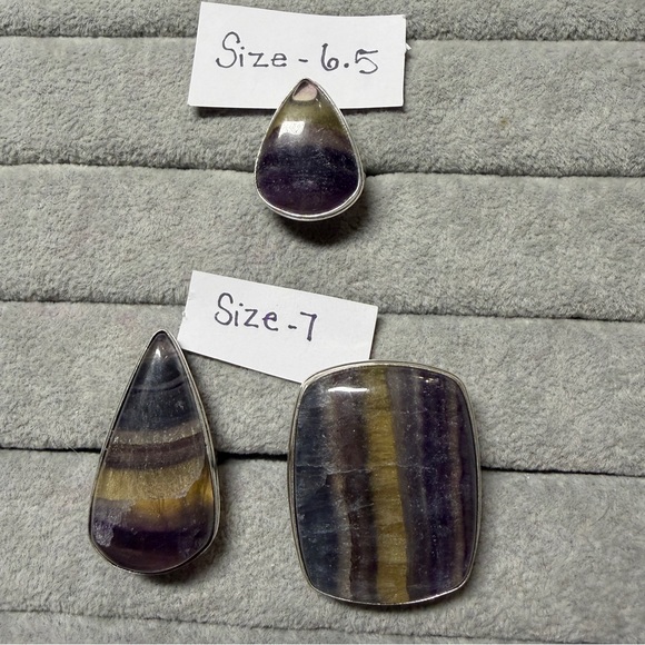 Amazonite and Fluorite Rings - Picture 2 of 5